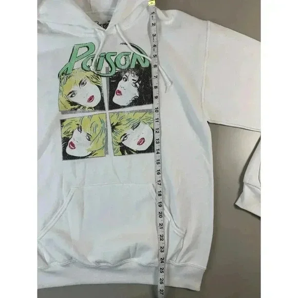 Poison Band Adult Sweatshirt Hoodie Men's M Graphic White Retro Band Merch Rock - Picture 5 of 8